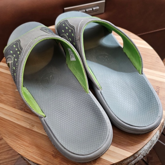 Merrill Men's rugged Castle Rock/Kiwi waterproof slide sandals, EUC, size 14 - Picture 6 of 16